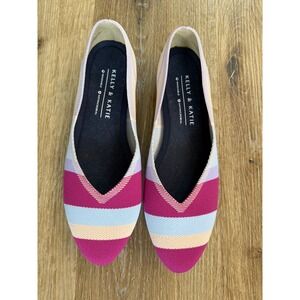 Kelly & Katie Fonzie 2 Flats Women 9.5 Multi Color Striped Knit Pointed Washable